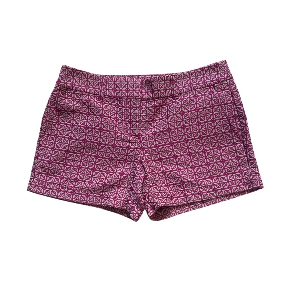 Loft Pink Geometric Jacquard Shorts Womens 00 Hook Bar Closure Pocket